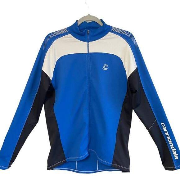 Cannondale Men’s Full Zip Bicycle Jersey Longsleeve Top , Blue colorblock medium - Picture 1 of 8